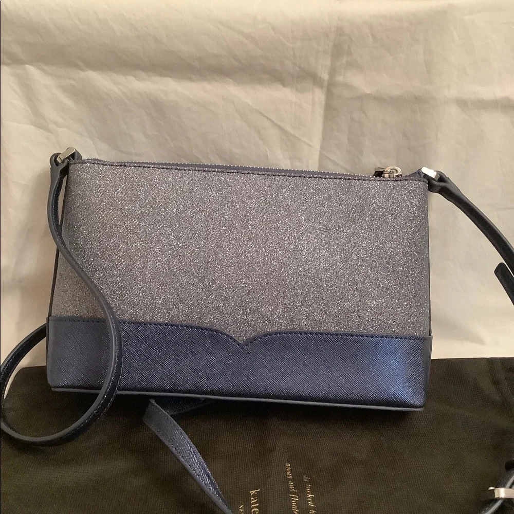 NWOT Kate Spade Lola Glitter Dusk Navy Small Crossbody Bag Plus Bonus Wa…​​​​​